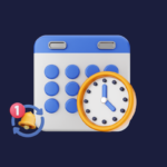 Calendário, relógio e sino de notificação para rascunho automático